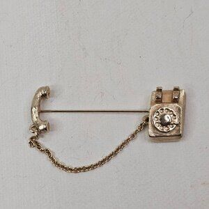 Vintage Avon Rotary Phone Stick Pin Gold Tone